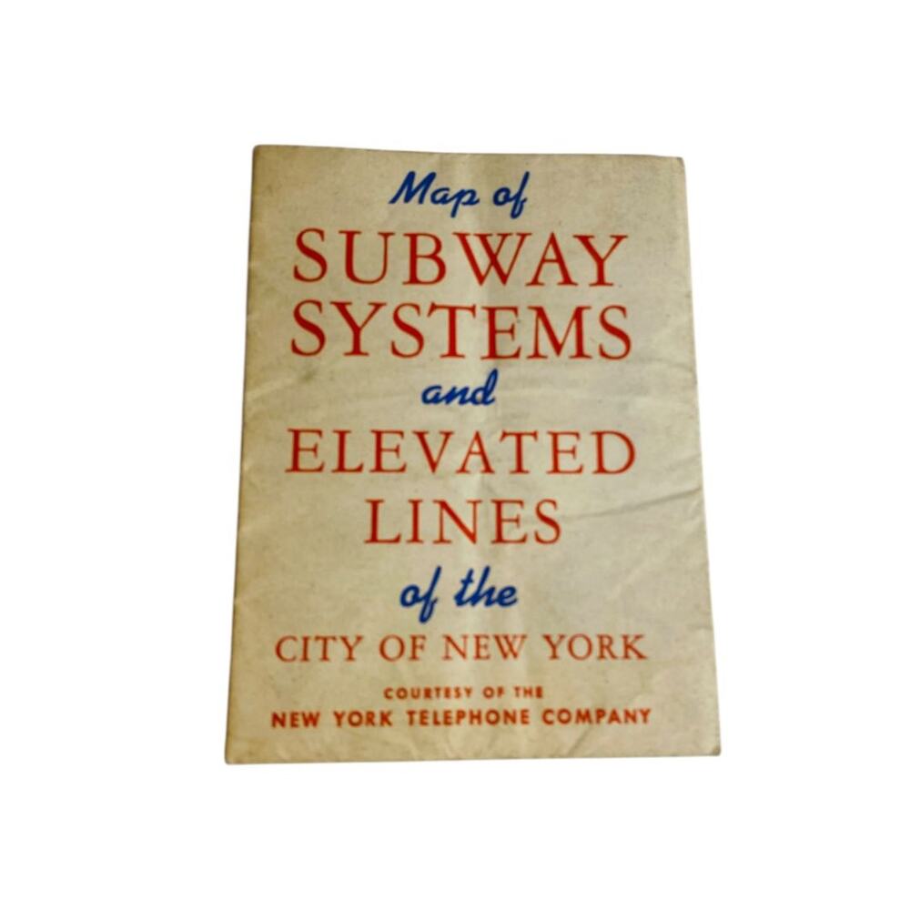 1950s Map of New York City Subway & Elevated Lines Bell System NY Telephone CO